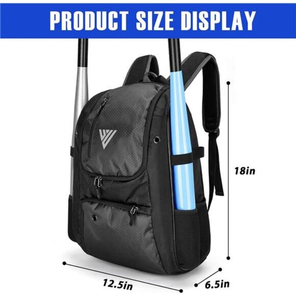 Youth Baseball Backpack, Softball Bat Bag T-Ball & Baseball Equipment & Gear - Picture 4 of 7